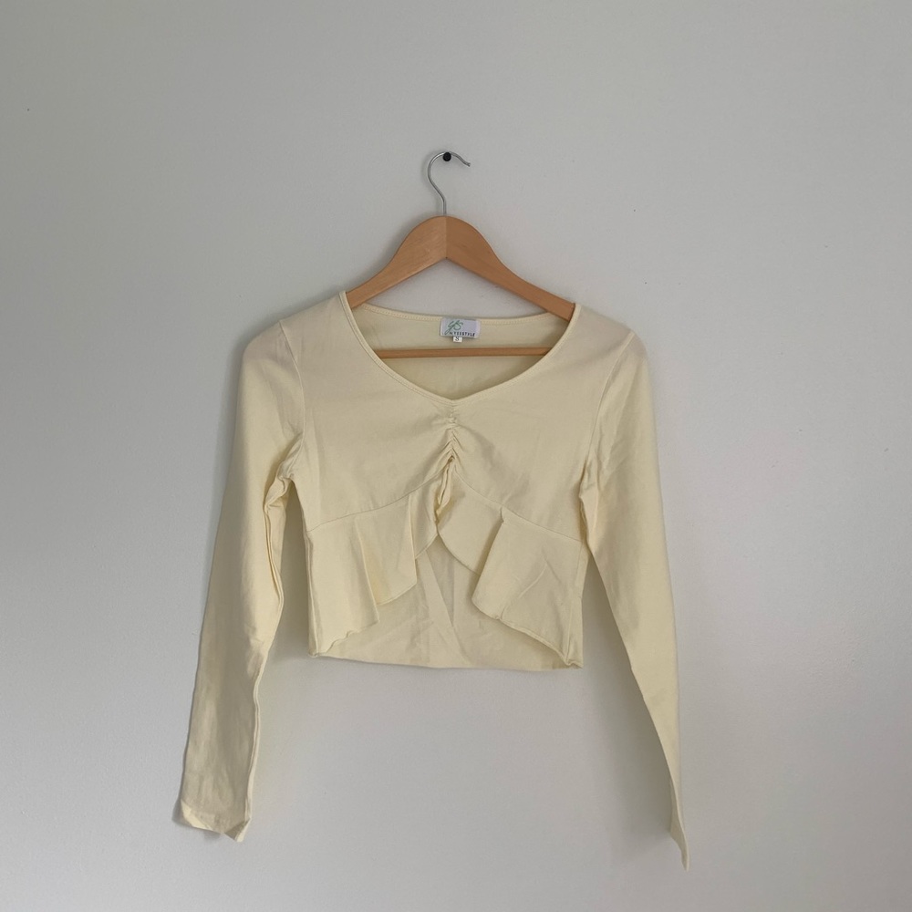 Yellow YesStyle Longsleeve Top with cinched front